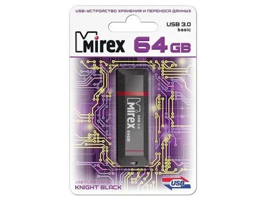USB Флеш Mirex 64Gb KNIGHT BLACK (13600-FMUKNT64)